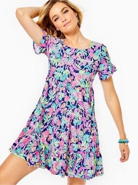 Lilly Pulitzer Jodee Swing Midi Dress Oyster Bay Navy Seen & Herd Beach Resort